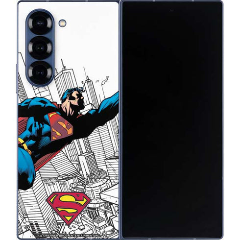 DC Comics Superman Flying Over City Pose Galaxy Z Fold6 Skin