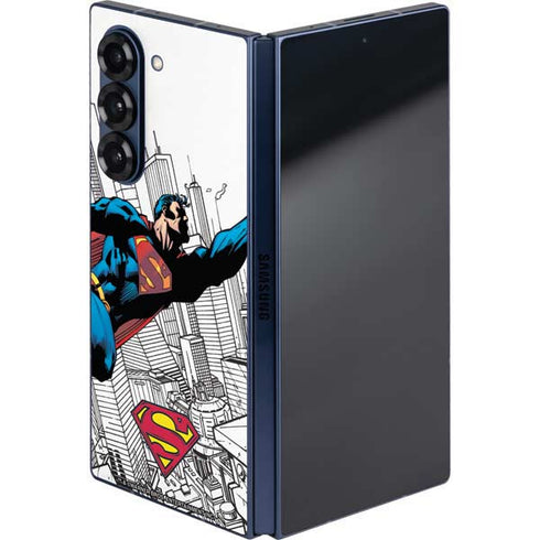 DC Comics Superman Flying Over City Pose Galaxy Z Fold6 Skin