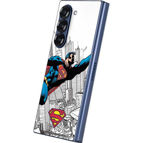 DC Comics Superman Flying Over City Pose Galaxy Z Fold6 Skin
