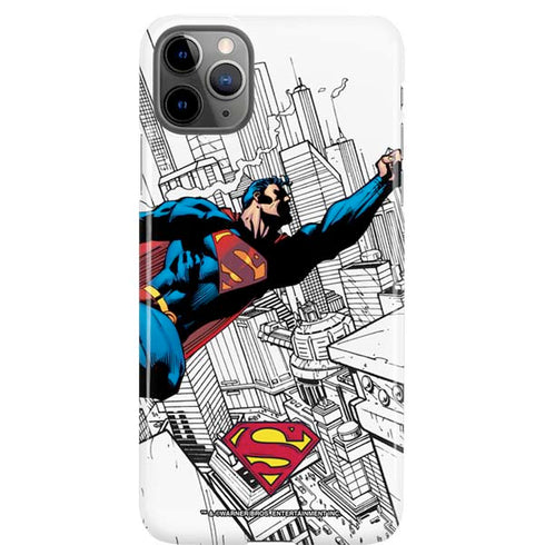 DC Comics Superman Flying Over City Pose iPhone Cases