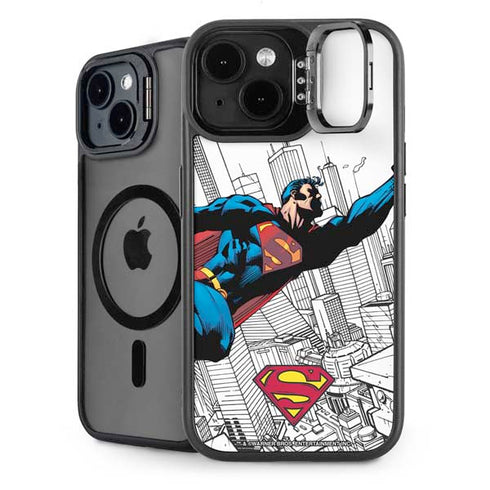 DC Comics Superman Flying Over City Pose iPhone 14 Kickstand Case