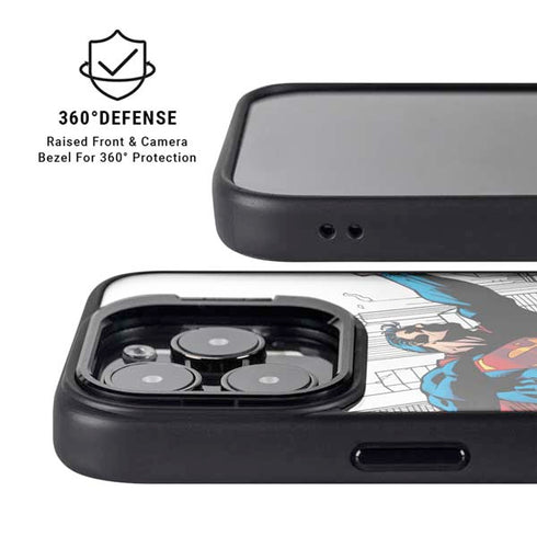 DC Comics Superman Flying Over City Pose iPhone 14 Pro Kickstand Case