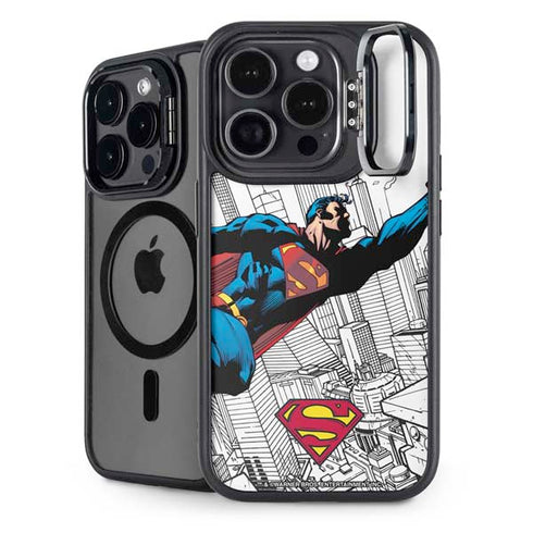 DC Comics Superman Flying Over City Pose iPhone 14 Pro Max Kickstand Case