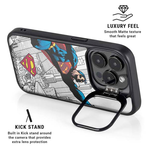 DC Comics Superman Flying Over City Pose iPhone 15 Pro Max Kickstand Case