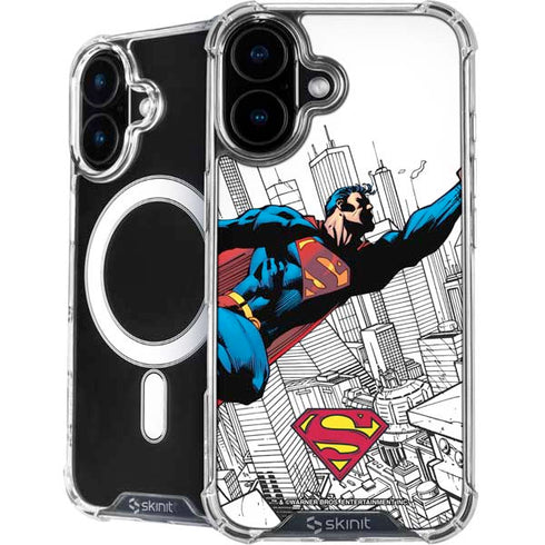 DC Comics Superman Flying Over City Pose iPhone 16 MagSafe Case