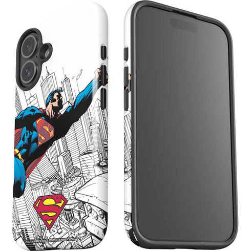 DC Comics Superman Flying Over City Pose iPhone 16 Plus Impact Case