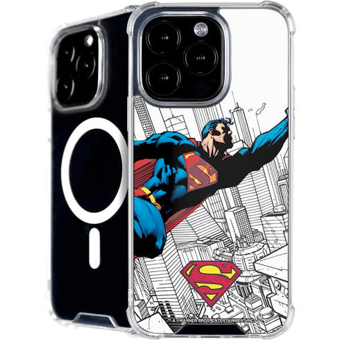 DC Comics Superman Flying Over City Pose iPhone 16 Pro Max MagSafe Case