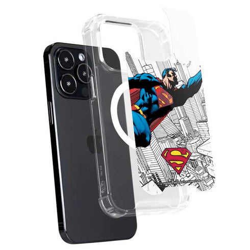 DC Comics Superman Flying Over City Pose iPhone 16 Pro Max MagSafe Case