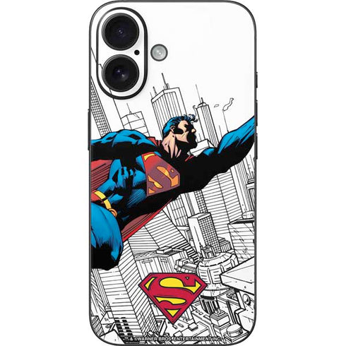 DC Comics Superman Flying Over City Pose iPhone 16 Skin