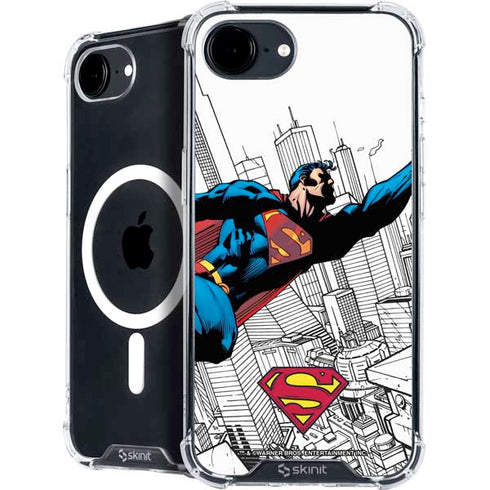 DC Comics Superman Flying Over City Pose iPhone 16e MagSafe Case
