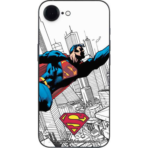 DC Comics Superman Flying Over City Pose iPhone 16e Skin