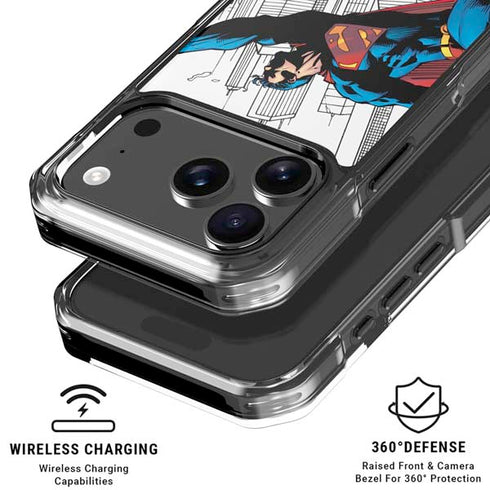 DC Comics Superman Flying Over City Pose iPhone 18 Pro Clear Case