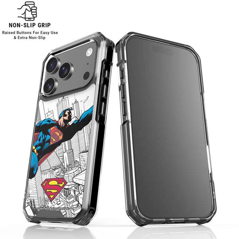 DC Comics Superman Flying Over City Pose iPhone 18 Pro Clear Case