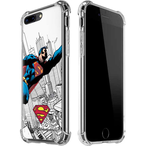 DC Comics Superman Flying Over City Pose iPhone Cases
