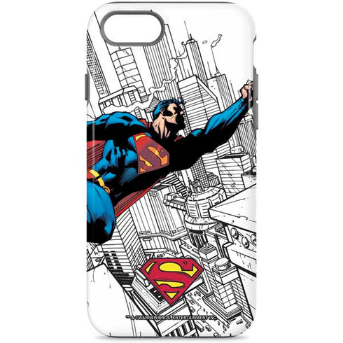 DC Comics Superman Flying Over City Pose iPhone Cases