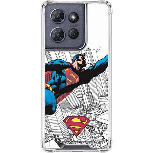DC Comics Superman Flying Over City Pose Moto G 5G (2025) Clear Case