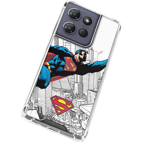 DC Comics Superman Flying Over City Pose Moto G 5G (2025) Clear Case