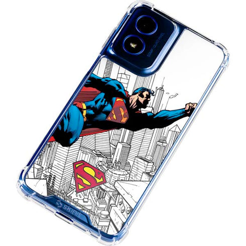 DC Comics Superman Flying Over City Pose Moto G Play 4G (2024) Clear Case