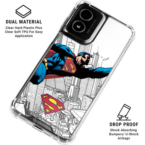 DC Comics Superman Flying Over City Pose Moto G Power 5G (2024) Clear Case
