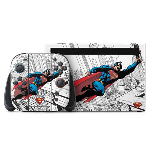 DC Comics Superman Flying Over City Pose Nintendo Skins