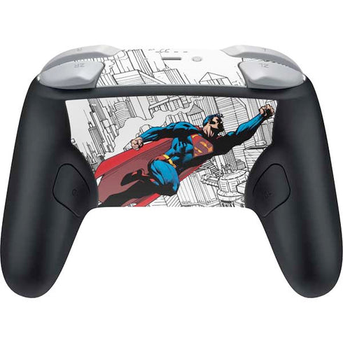 DC Comics Superman Flying Over City Pose Nintendo Switch 2 (2025) Pro Controller Skin
