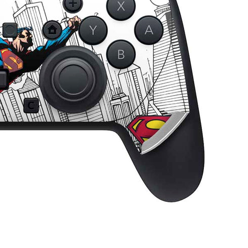 DC Comics Superman Flying Over City Pose Nintendo Switch 2 (2025) Pro Controller Skin