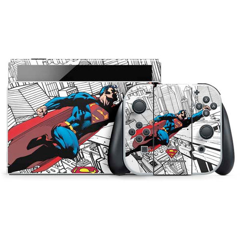 DC Comics Superman Flying Over City Pose Nintendo Skins