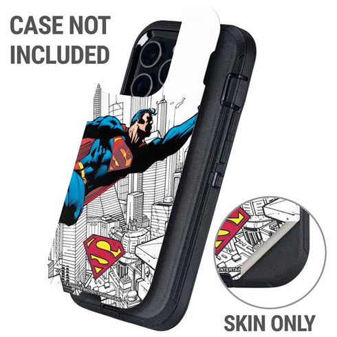 DC Comics Superman Flying Over City Pose Otterbox Defender iPhone Skin