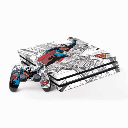DC Comics Superman Flying Over City Pose PlayStation PS4 Skins