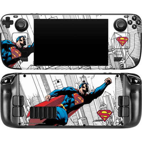 DC Comics Superman Flying Over City Pose Steam Deck Handheld Gaming Computer OLED Skin