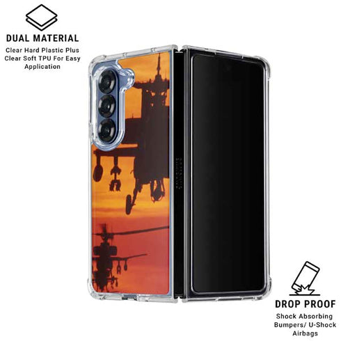 Four AH-64 Apache Helicopters Galaxy Z Fold6 Clear Case