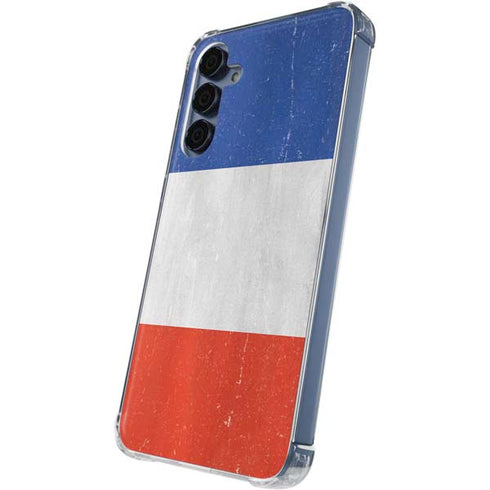 French Flag Distressed Galaxy A55 5G Clear Case
