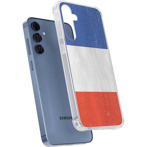 French Flag Distressed Galaxy A55 5G Clear Case