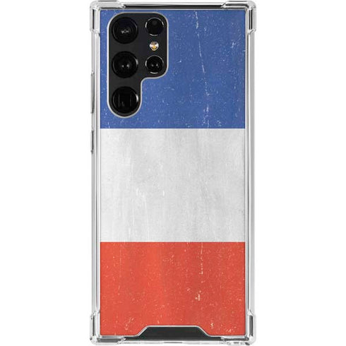 French Flag Distressed Galaxy S23 Ultra Clear Case