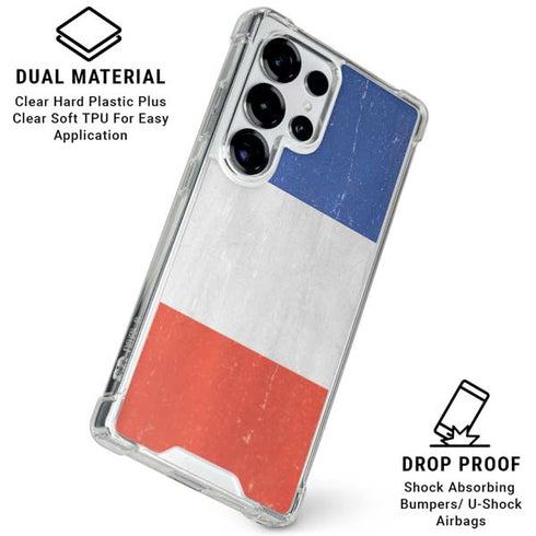 French Flag Distressed Galaxy S25 Ultra Clear Case