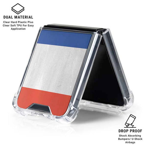 French Flag Distressed Galaxy Z Flip6 Clear Case