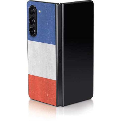 French Flag Distressed Galaxy Z Fold5 5G Skin