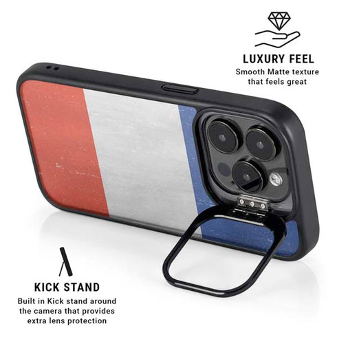French Flag Distressed iPhone 14 Pro Kickstand Case