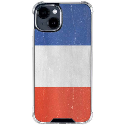French Flag Distressed iPhone 15 Clear Case