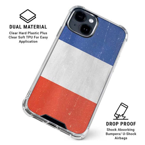 French Flag Distressed iPhone 15 Clear Case