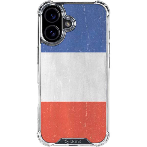 French Flag Distressed iPhone 16 Plus Clear Case