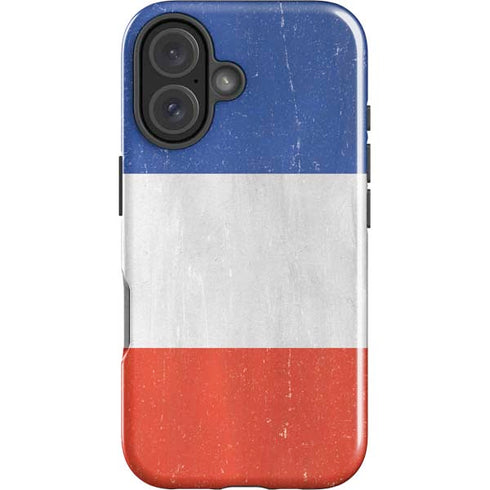 French Flag Distressed iPhone 16 Plus Impact Case