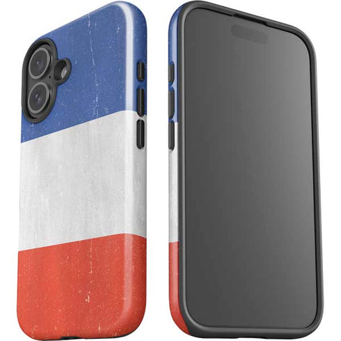 French Flag Distressed iPhone 16 Plus Impact Case