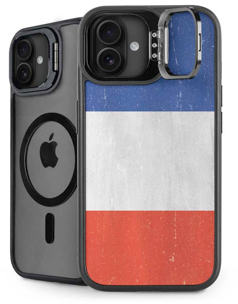 French Flag Distressed iPhone 16 Plus Kickstand Case