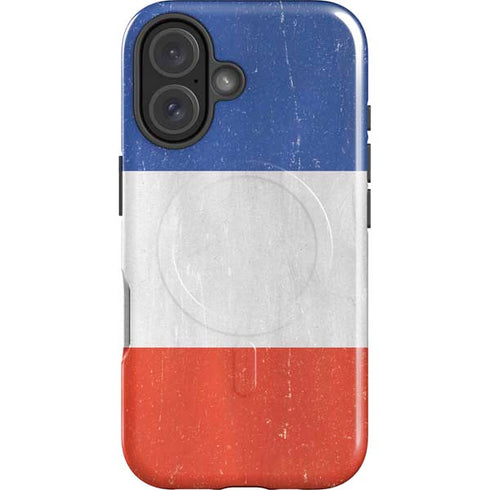 French Flag Distressed iPhone 16 Plus Magsafe Impact Case