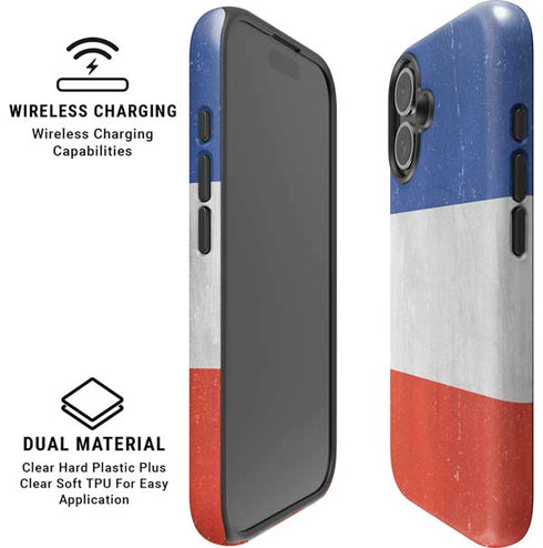 French Flag Distressed iPhone 16 Plus Magsafe Impact Case