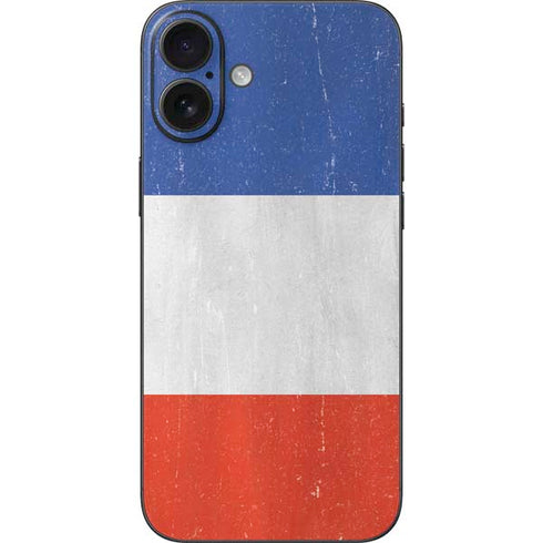 French Flag Distressed iPhone 16 Plus Skin
