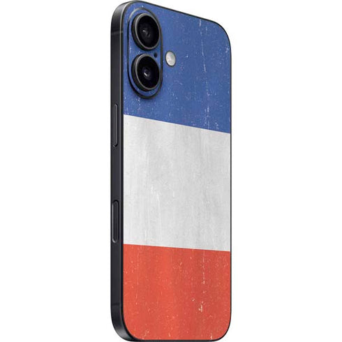 French Flag Distressed iPhone 16 Plus Skin