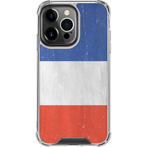 French Flag Distressed iPhone 16 Pro Clear Case