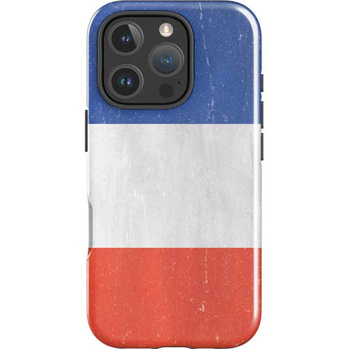 French Flag Distressed iPhone 16 Pro Impact Case